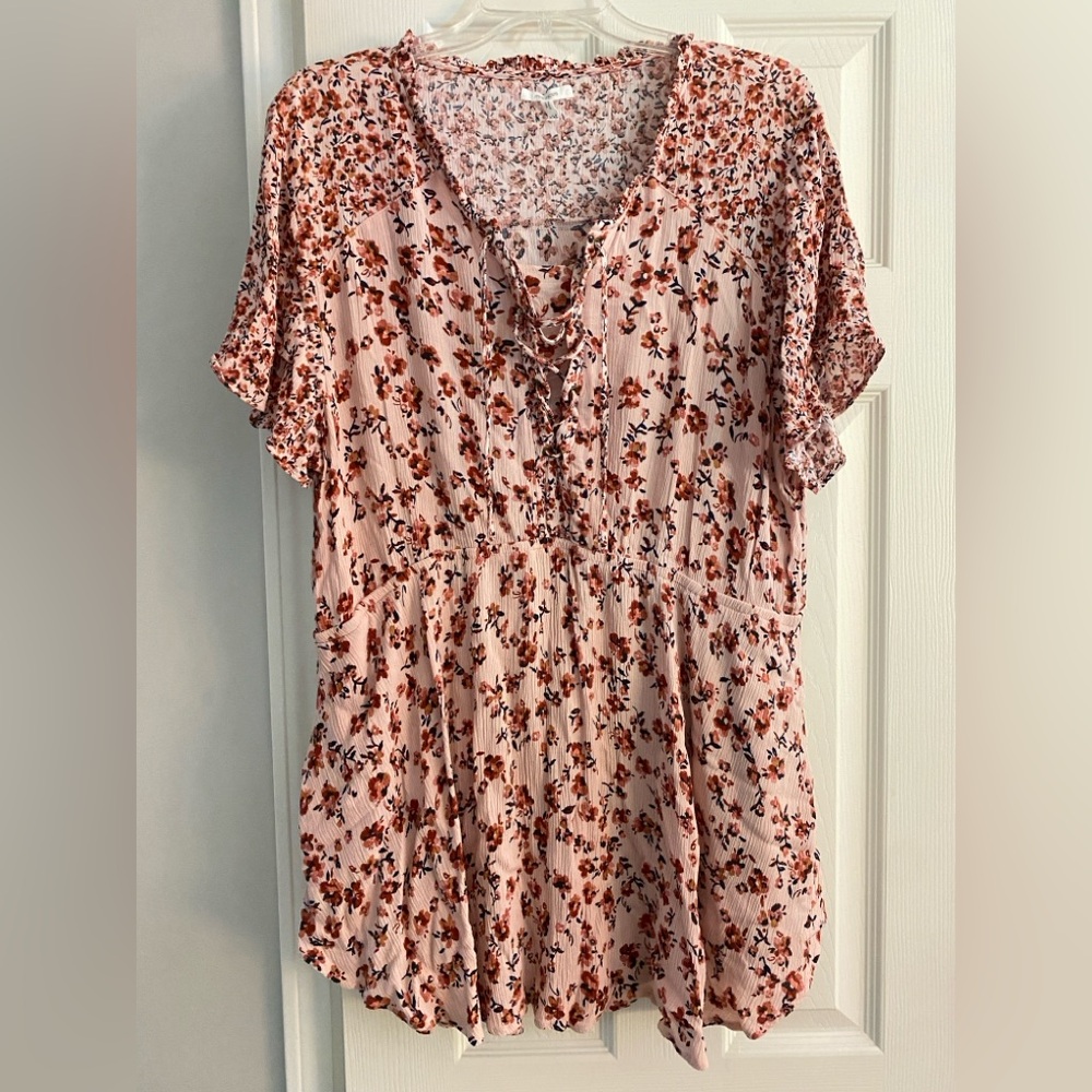 Maurices Women’s Short Sleeved Pink Floral Top
